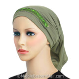 green LYCRA Extra Long Tube Hijab Cap