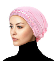 soft pink Women's Large Luxor Khatib Lycra Snood Hijab Cap 