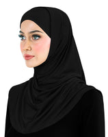 Black Lycra Amira hijab khatib 2 piece set includes hood and tube cap women's size