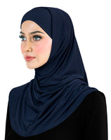 Lycra Amira hijab khatib 2 piece set includes hood and tube cap women's size in navy blue