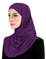 Purple Lycra Amira hijab khatib 2 piece set includes hood and tube cap women's size