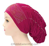 Royal Snood Lycra Hijab Cap Magenta Arch Design