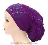 Royal Snood Lycra Hijab Cap Purple Arch Design