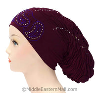Royal Snood Lycra Hijab Cap Maroon Paisley Design