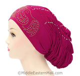 Royal Snood Lycra Hijab Cap Magenta Paisley Design