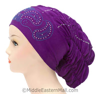 Royal Snood Lycra Hijab Cap Purple Paisley Design