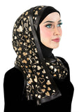 black stylish mona kuwaiti hijab wrap with big gold hearts