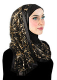 black stylish mona kuwaiti hijab wrap with gold nexus