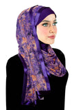 stylish mona kuwaiti hijab with wrap shawl in purple marble design