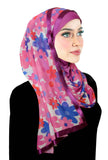 fuchsia retro flowers stylish mona kuwaiti hijab with wrap shawl