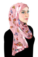 butterflies on pink stylish mona kuwaiti hijab with wrap shawl
