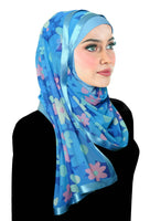 retro flowers in sky blue stylish mona kuwaiti hijab with wrap shawl