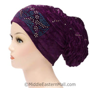 Velvet Royal Snood Ruched Hijab Caps any stone design
