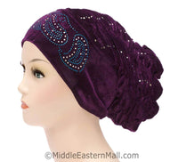 Velvet Royal Snood Ruched Hijab Caps