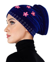 Wholesale Set of 6 JUNIOR SIZE Velvet Venetian Turban Hijab Caps one of each color