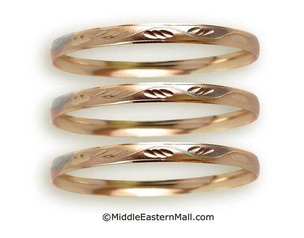 Tri-Color Bangle Bracelets Oro Laminado Set of 3 Gold Plated one year warranty #4 (7644)