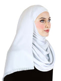 White Hijab Cotton Twill Shawl Headscarf Wrap