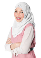 girl's white cotton shawl with tube underscarf cap for school