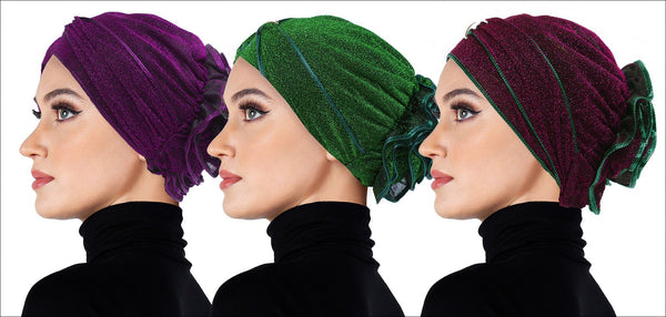 wholesale ONE DOZEN Small  Dazzle Hijab Caps in 3 colors CLOSEOUT CLEARANCE