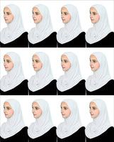 Wholesale 1 Dozen KIDS Cotton Amira Hijab 1 piece for girls from 6 to 9 years old all white