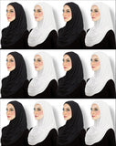 set of 12 wholesale jersey cotton hijab wraps 6 black and 6 white