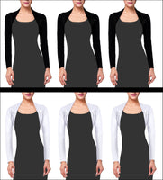 Wholesale Women's Bolero Shrug Set of 6 Black and White - CLOSEOUT CLEARANCE
