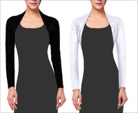 Women's Bolero Shrug in Black or White - CLOSEOUT CLEARANCE