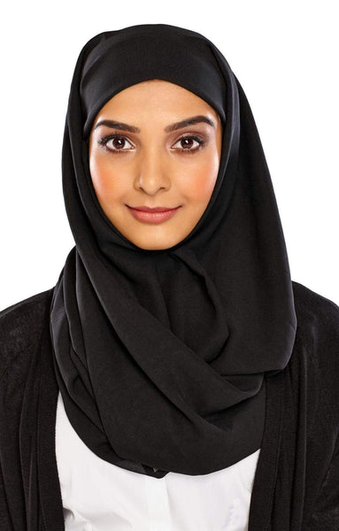 Georgette Square Scarf in Black Hijab Wrap