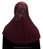 Maroon Yasmine Khimar Hijab 1 piece Lycra Amira