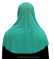 Green Yasmine Khimar Hijab 1 piece Lycra Amira