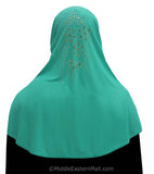 green Yasmine Khimar Hijab 1 piece Lycra Amira