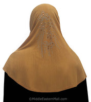 Golden Brown Yasmine Khimar Hijab 1 piece Lycra Amira